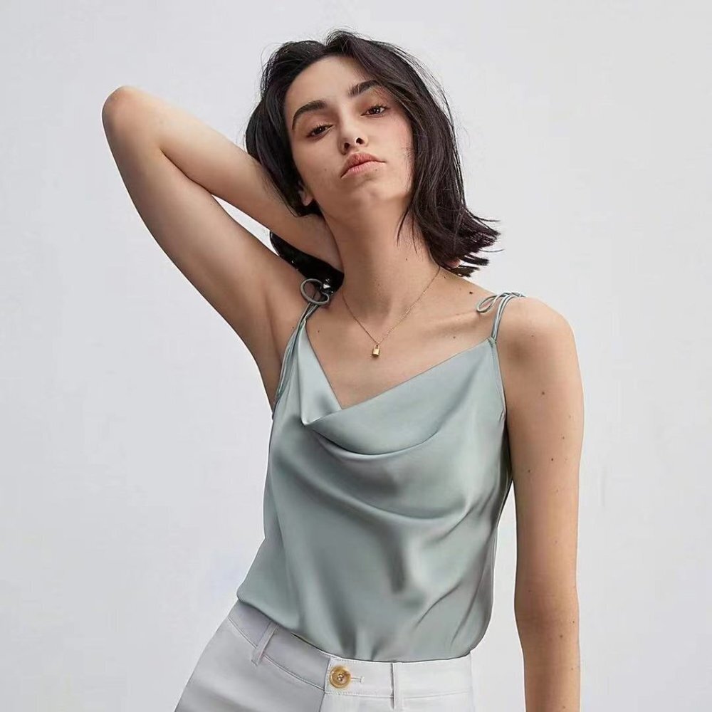 J.ING Light Green Satin Tank Top